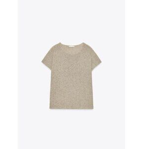 Zara Cropped Top and Wide Leg Pant Knit Set Sand/Brown S